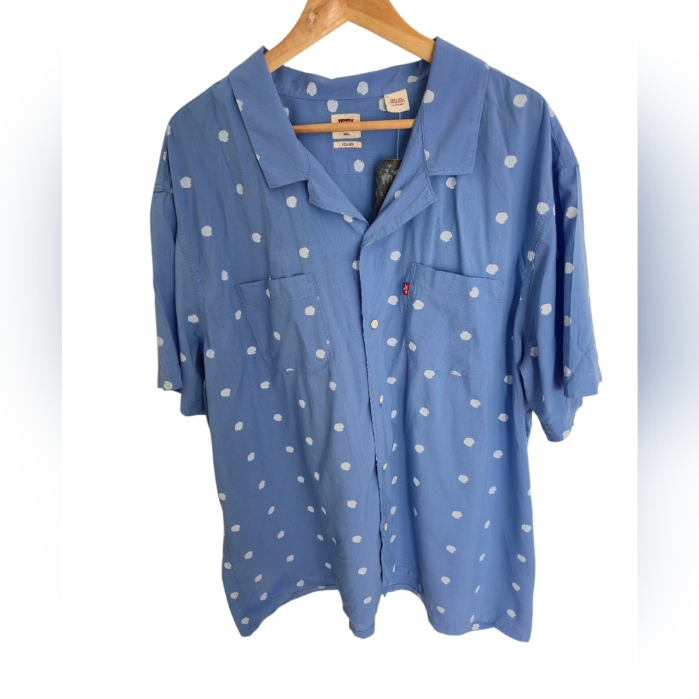 Levi's Men's Camp Shirt Stamp Dot Ultramarine Blue Relaxed Size XXL